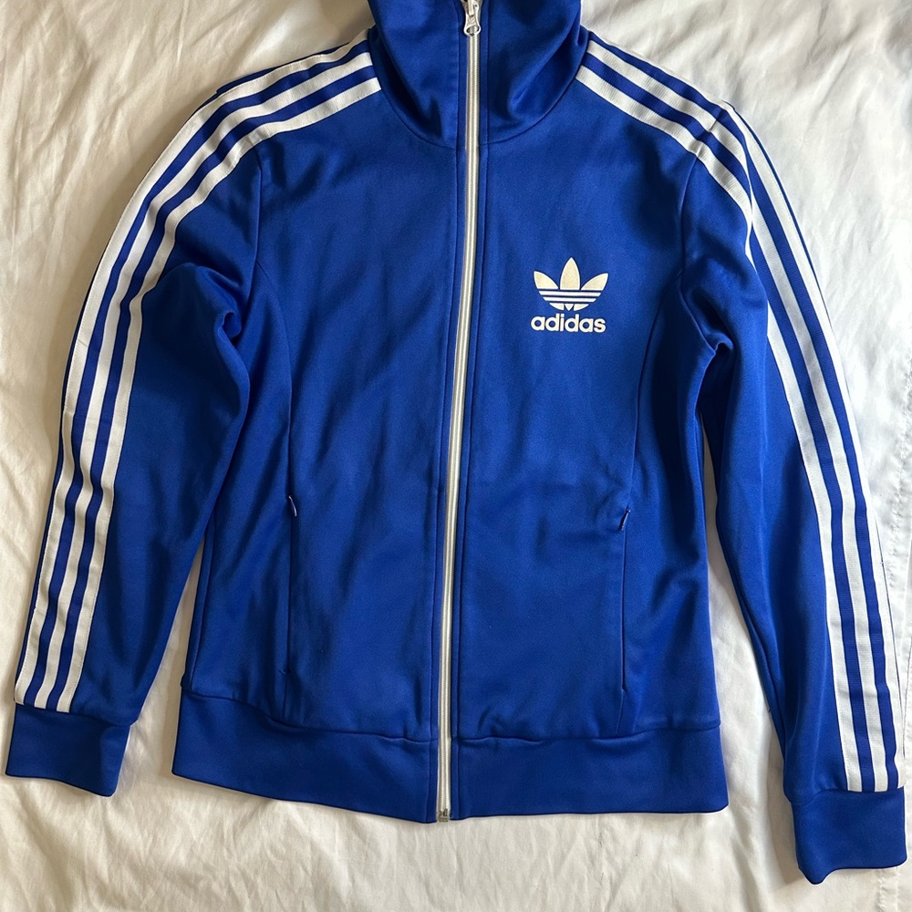 Adidas Blue and White Bomber Jacket